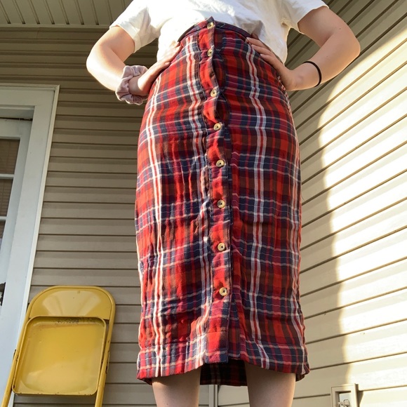 Urban Outfitters Plaid High waisted midi skirt - Picture 1 of 6